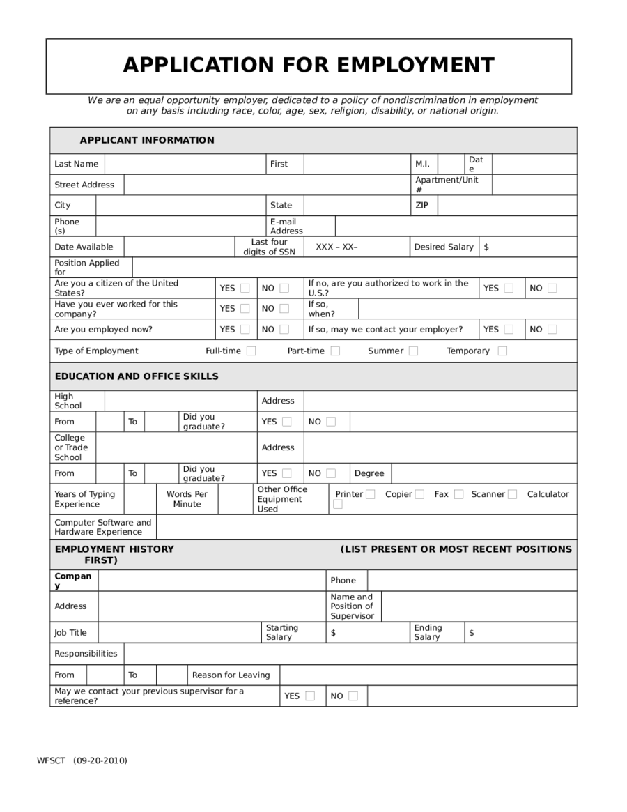 Application for Employment Form-Generic App